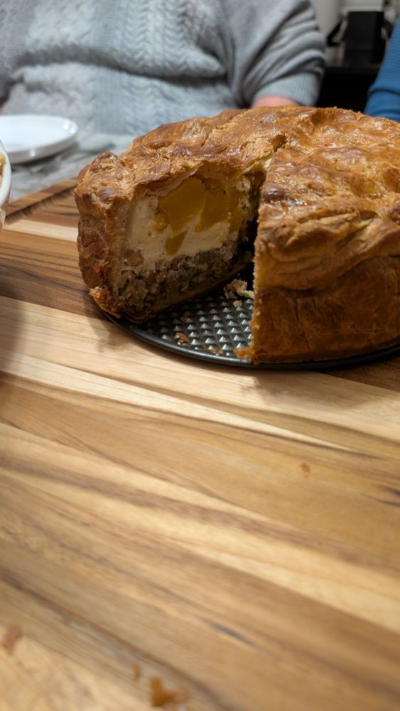 Close up of the rustic torte cut open