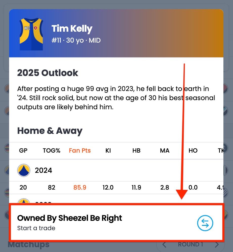 ACTION BUTTONS 🔀

Another day, another improvement. This time you can initiate a trade, add or drop from ANYWHERE in the app.

Just open a player profile and away you go. Simples.