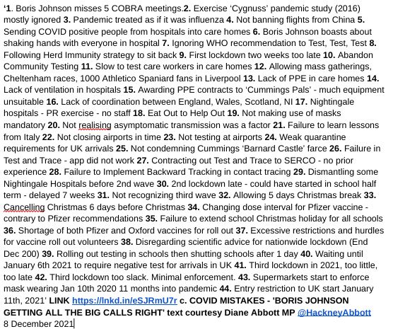 'Boris Johnson Getting All The big Calls Rights' text courtesy Diane Abbott MP 