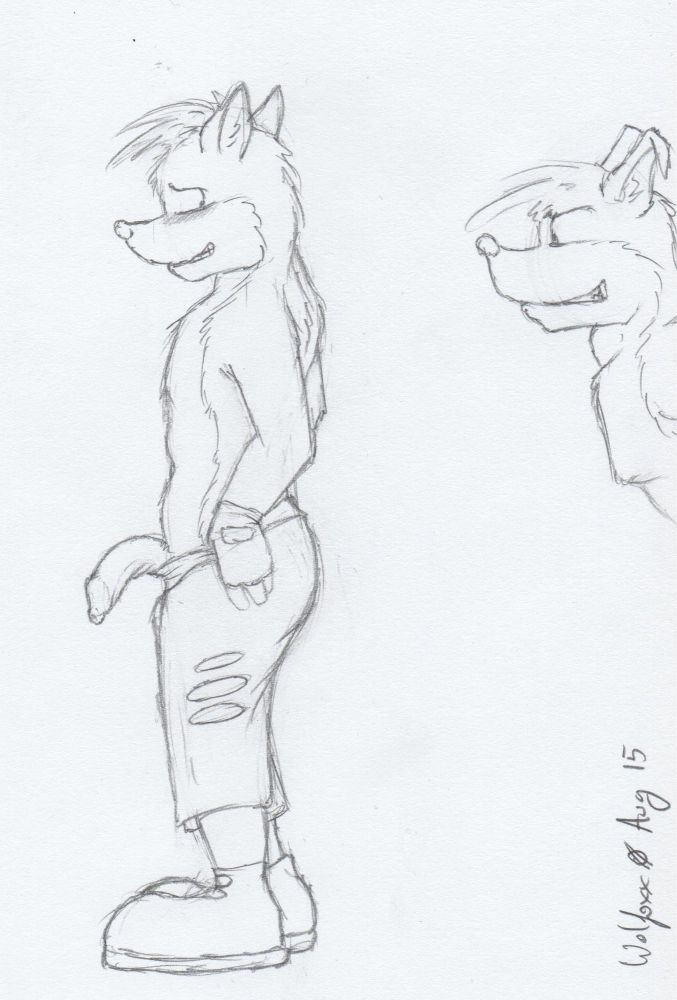 Crash pulling down his shorts a little to reveal quite a large penis. Crunch is peering in from the side, happy about what he’s seeing.