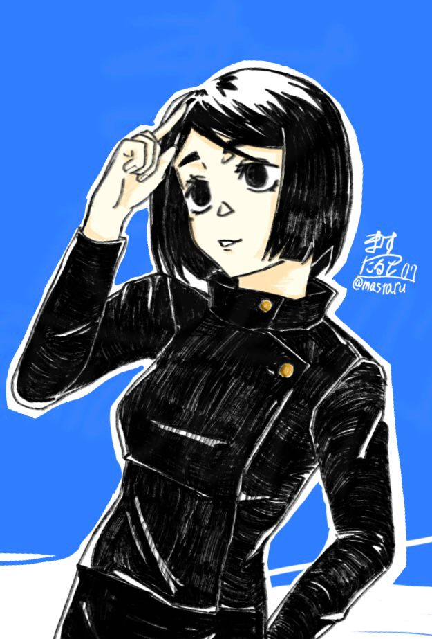 芥見下々先生原作｢呪術廻戦｣より
家入硝子のFAです！懐玉・玉折総集編劇場公開おめでとうございます！芥見先生のひゅーひょい見ながら描いたのでほっぺぷっくりです！