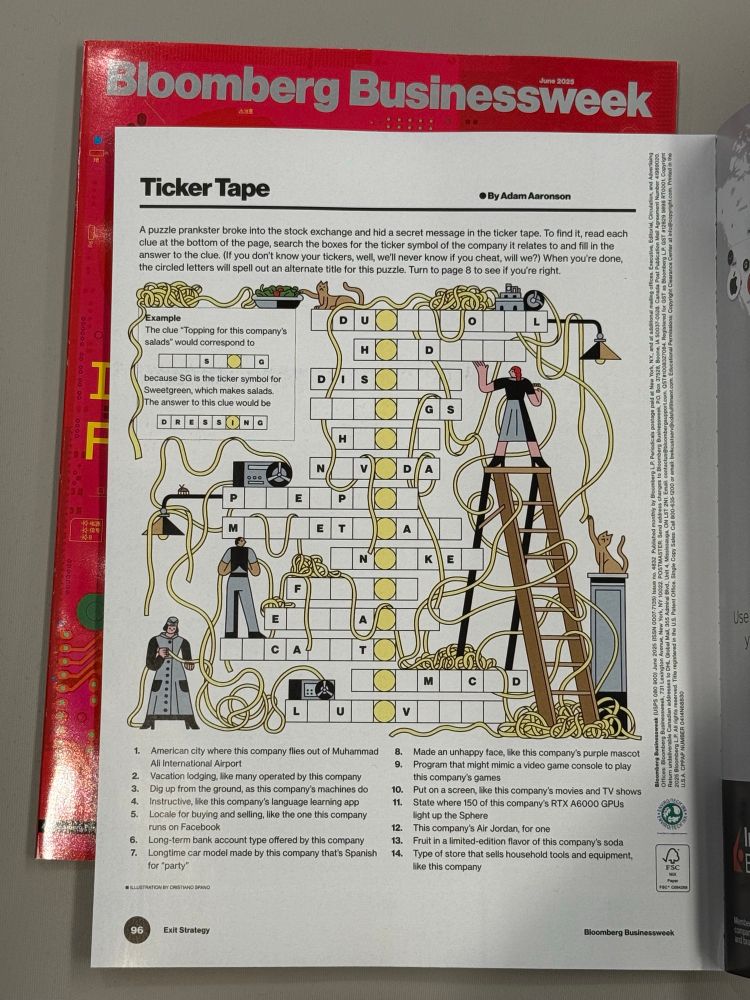 Ticker Tape puzzle in the Bloomberg Businessweek magazine