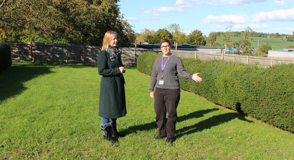 Cllr Campbell, left, and Cemetery Manager Kate Mercer inspect the proposed location of a new garden of rest at Westfield Road Cemetery.