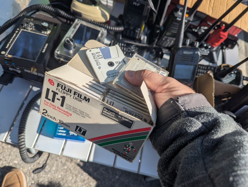 A box of Fujifilm LT-1 2-inch floppy disks.
