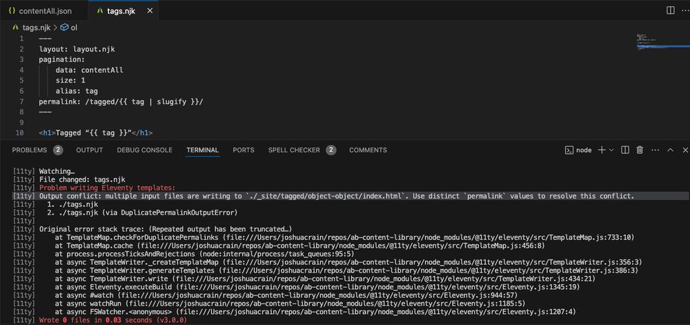 Nunjucks file pointing directly to global data with terminal error. 