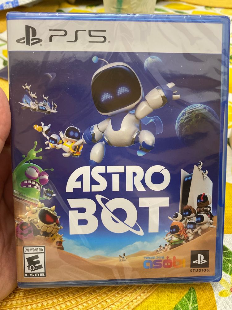 A copy of Astro Bot for PlayStation 5. The image shows the front cover of the game featuring the title character Astro.