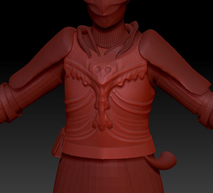 The chest plate from the previous image has more details including individual plates added into it