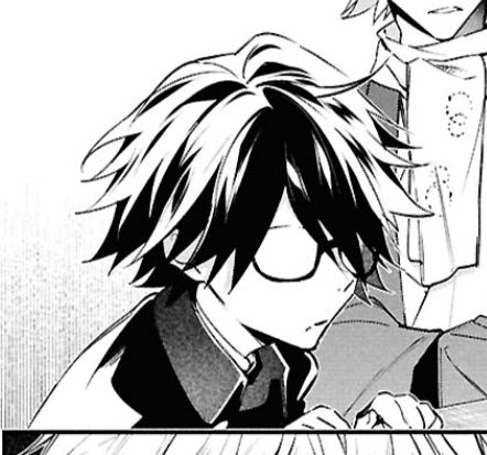 ranpo with a neutral expression with his glasses on except his eyes are hidden