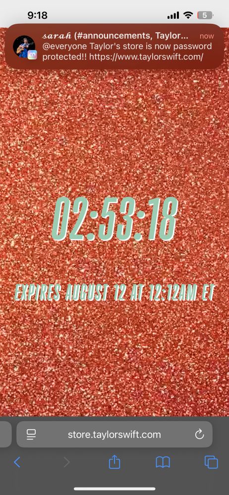 Taylor swift countdown on the website 