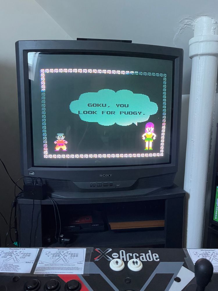 “Dragon Power” for NES.
A normal game that definitely isn’t a horrible localization of one of them there Japanese manga comics no sir

“Pudgy” btw is supposed to be Oolong