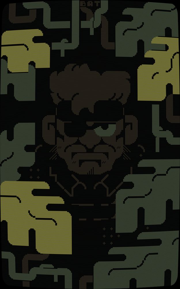 naked snake from metal gear solid 3 made in textmode art