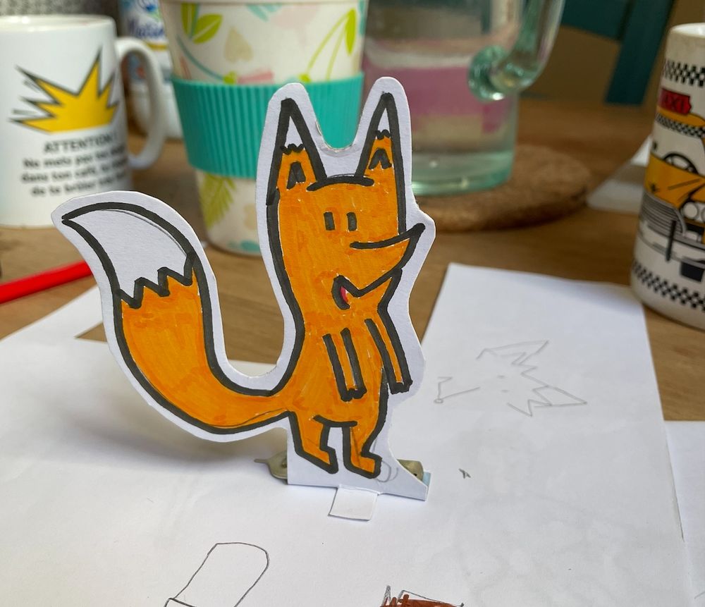 Hand drawn figurine of a fox