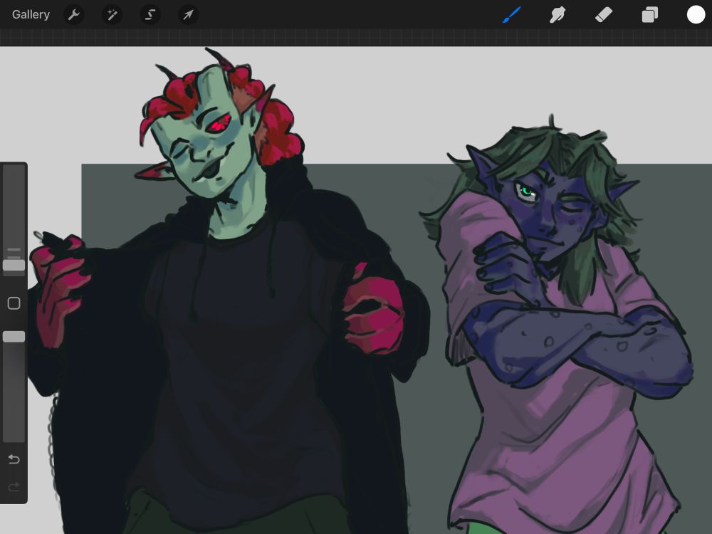 Nymph and Cobble showing off their fits