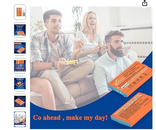 stock photo people playing video games captioned "Co ahead , make my day!" with images of batteries overlayed
