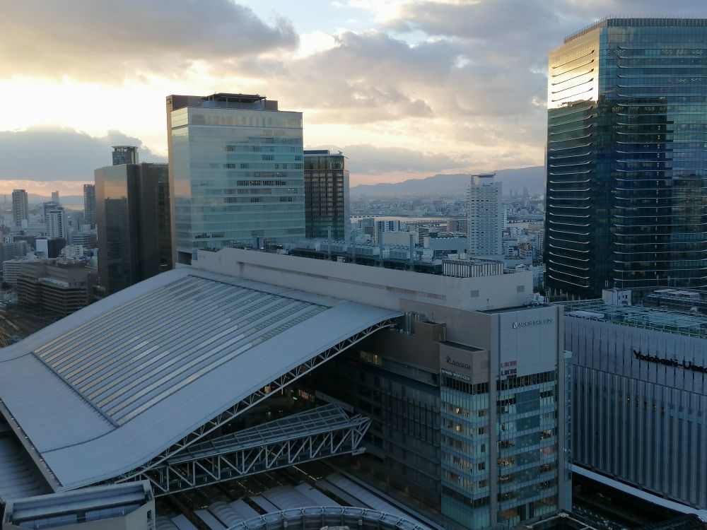 View westwards over Osaka station from the Hyanku Grand building