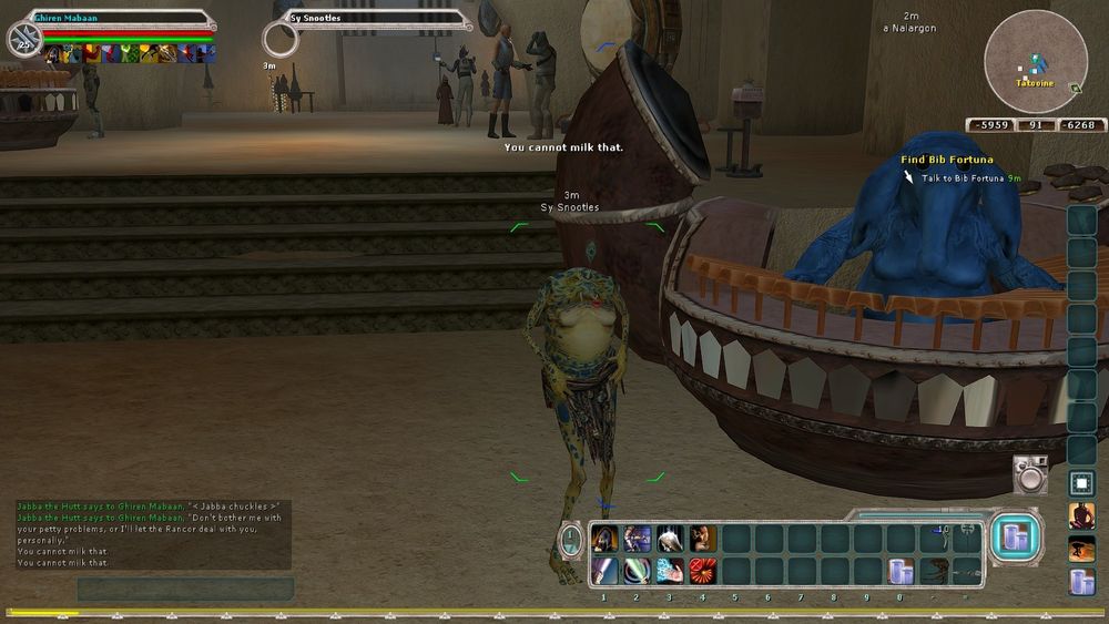 You cannot milk Sy Snootles in Star Wars Galaxies