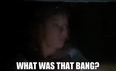 A gif. Janet in Rocky Horror Picture Show says ‘What was that bang?’