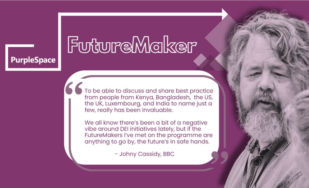 ID shares a quote from BBC's Johny Cassidy, reading "
"To be able to discuss and share best practice from people from Kenya, Bangladesh, the US, the UK, Luxembourg, and India to name just a few, really has been invaluable.

We all know there’s been a bit of a negative vibe around DEI initiatives lately, but if the FutureMakers I’ve met on the programme are anything to go by, the future’s in safe hands." alongside a black and white head and shoulder photo of Johny in conversation at our Global Summit 2024. He is a white male, with mid length wavy salt and pepper hair and a glorious full beard.