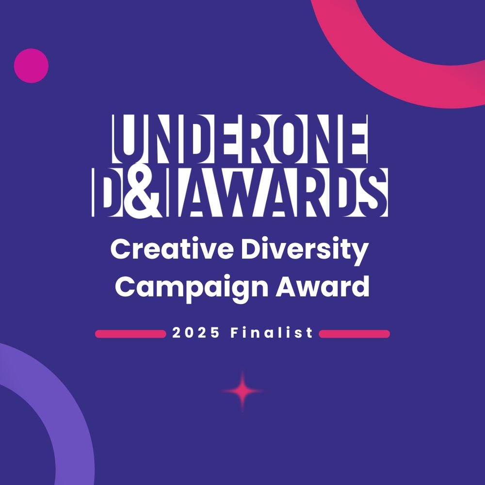 ID: Blue graphic reading 'UnderOne D&I Awards Creative Diversity Campaign Award: 2025 Finalist'