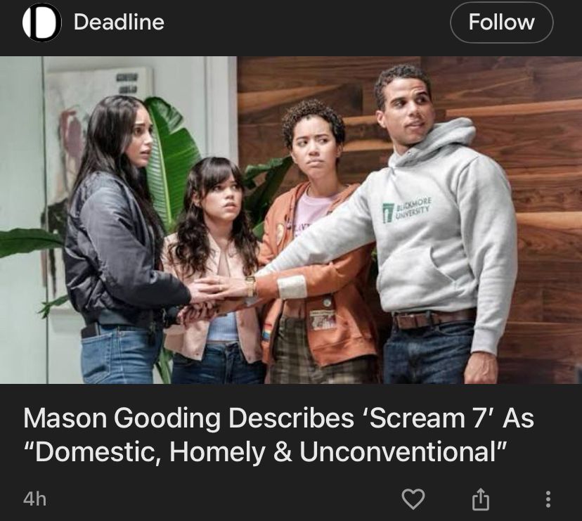 Headline: Mason Gooding Describes ‘Scream 7’ As “Domestic, Homely, & Unconventional”
