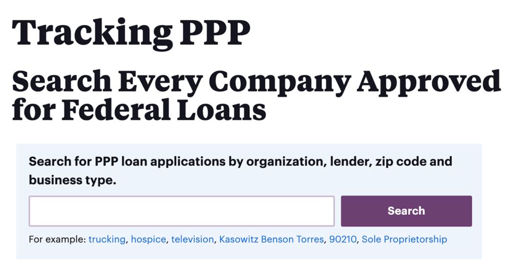 Tracking PPP: Search Every Company Approved for Federal Loans - ProPublica