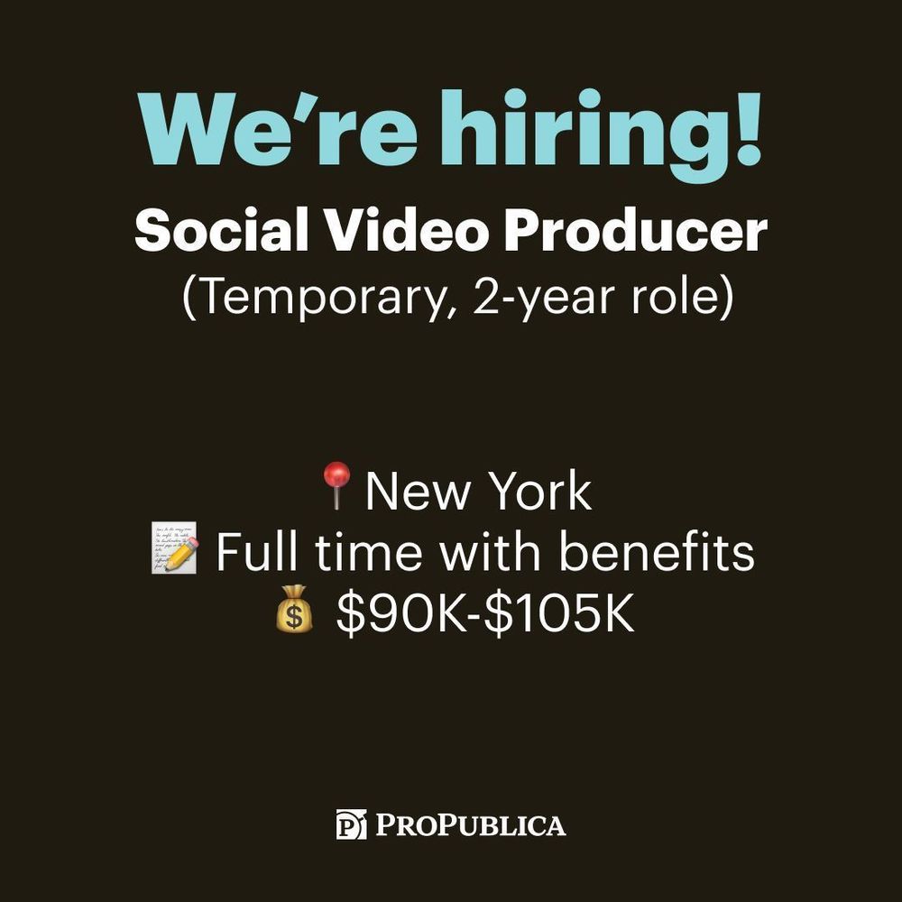 We're hiring! Social video producer (Temporary, 2 -year role) Pushpin emoji: New York Memo emoji: Full time with benefits Money bag emoji: $90K-$105K