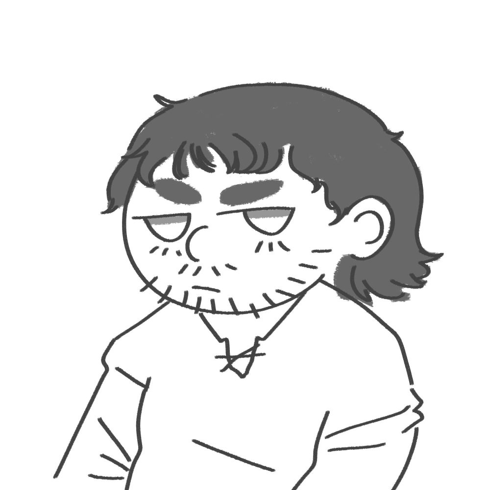 Digital doodle of Will Graham with an undecisive scowl on his face.