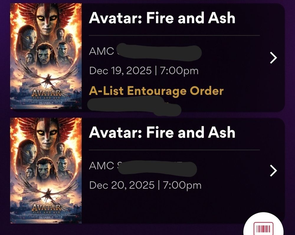 I'm seeing Avatar Fire and Ash two times in a 24 hour period, basically 