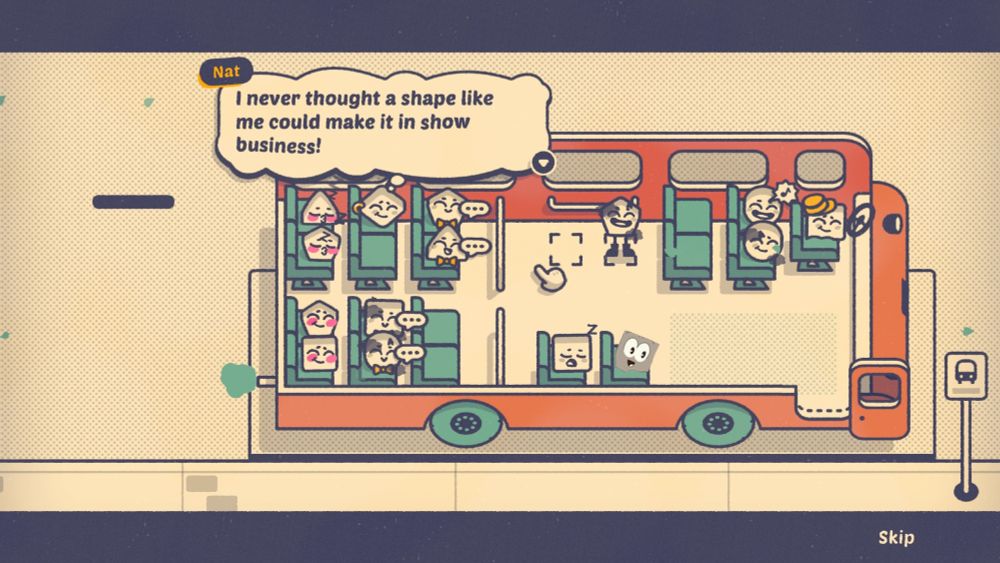 The same screenshot of the game Is This Seat Taken from the previous post, with a surprise cameo guest (Sendy) 