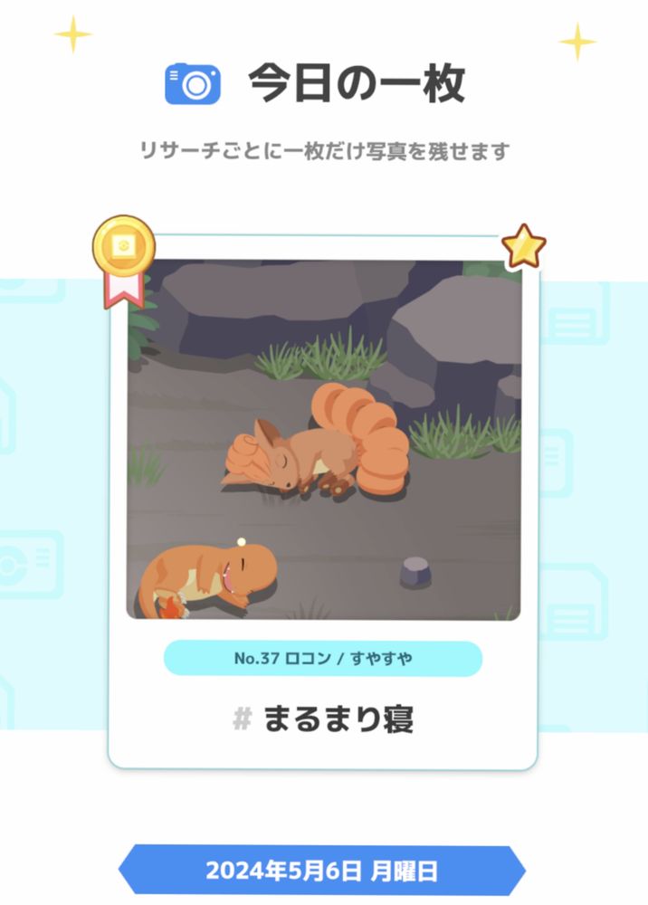 ロコンのまるまり寝の寝顔にヒトカゲの寝顔が映り込んでる