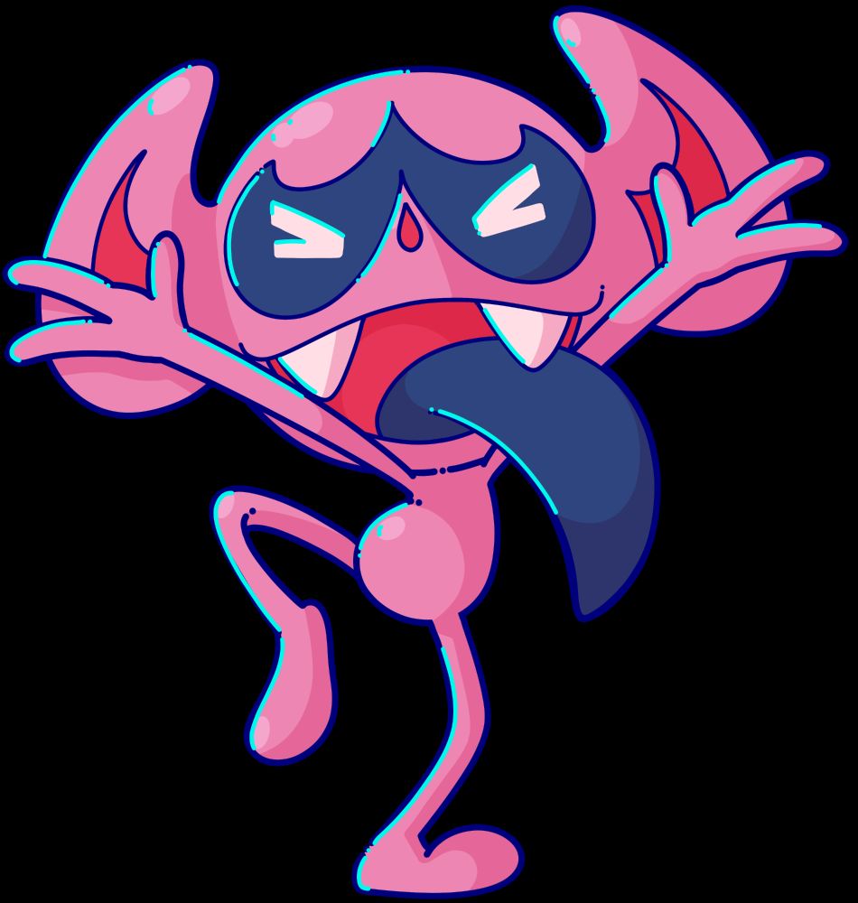 Fanart of the Pokemon Impidimp from Gen 8
A small pink humanoid creature. It stands playfully on one foot as though hopping about excitedly. Its arms raised, and tongue sticking out. It has a black mask like pattern on its face and a pair of large pointed ears.

CCArt
Gen8
Pokemon