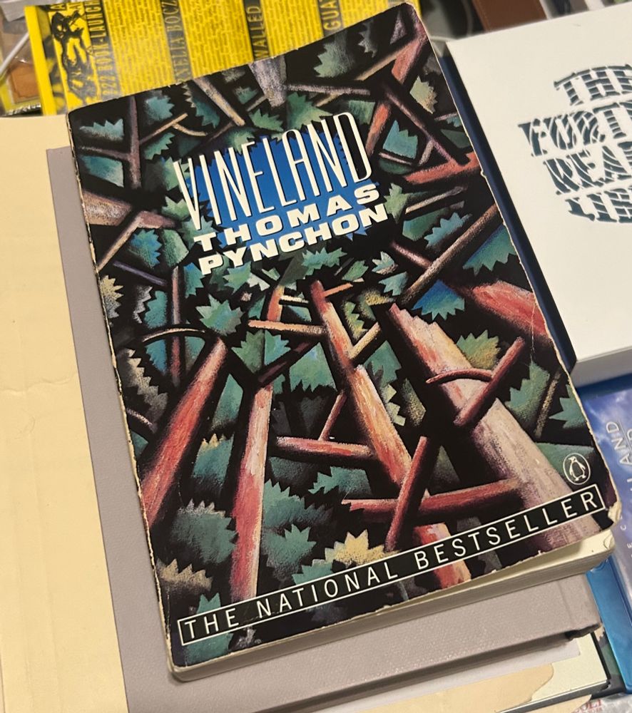 Paperback copy of Thomas Pynchon’s VINELAND, the inspiration for the upcoming film ONE BATTLE AFTER ANOTHER.
