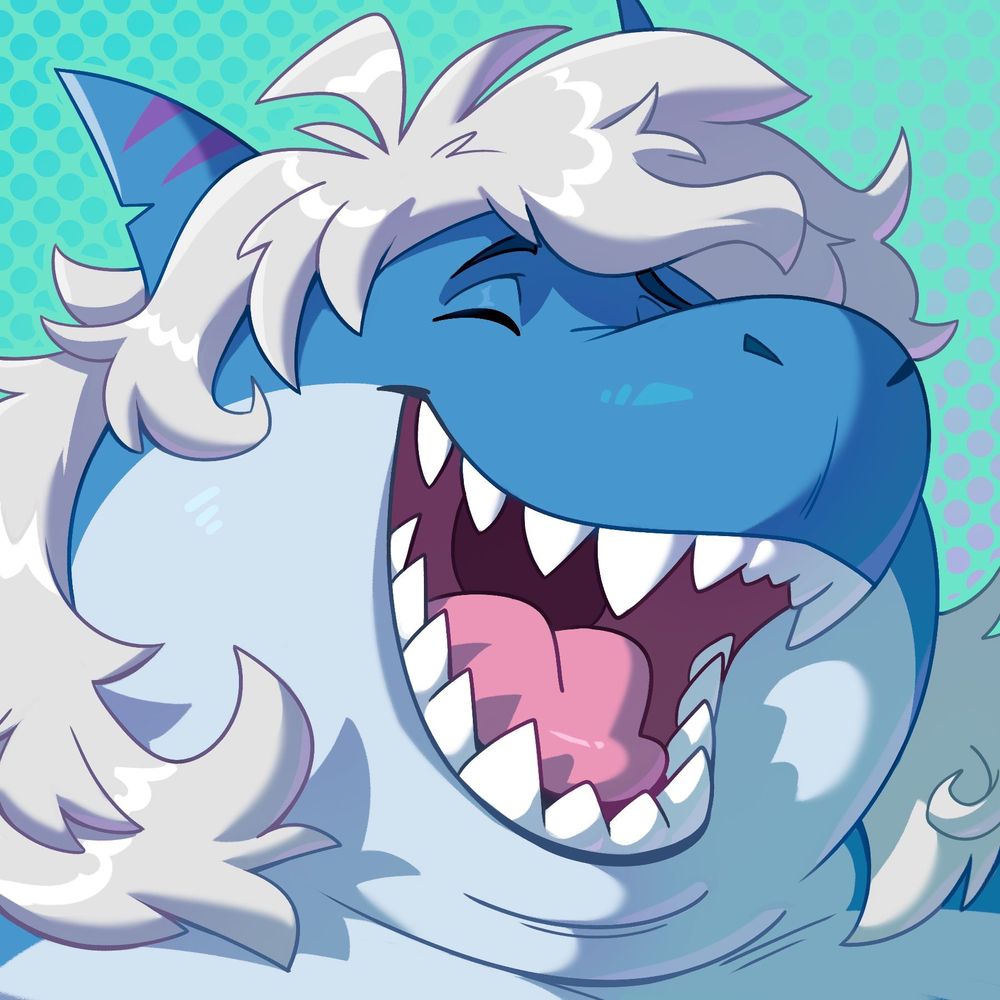 Byte with an open-mouth smile. A typical headshot pfp