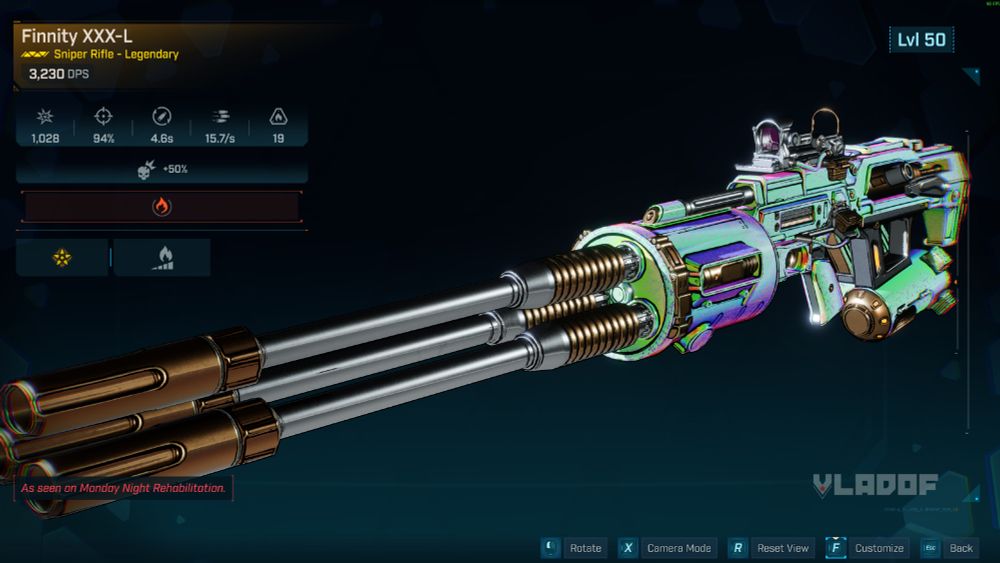 Saybin finally got his "Phosphene" Shiny skin for his gun in Borderlands 4!