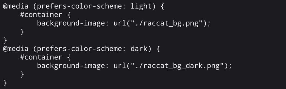 css that sets the background image depending on what the browser colour scheme is 