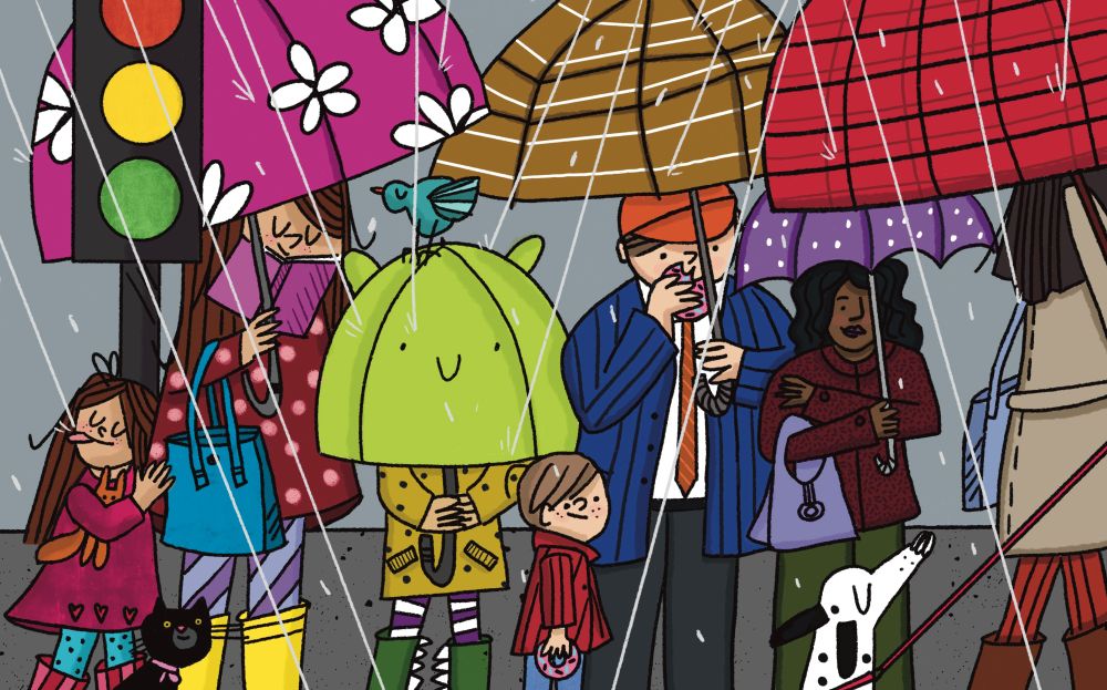 People waiting for the bus illustration