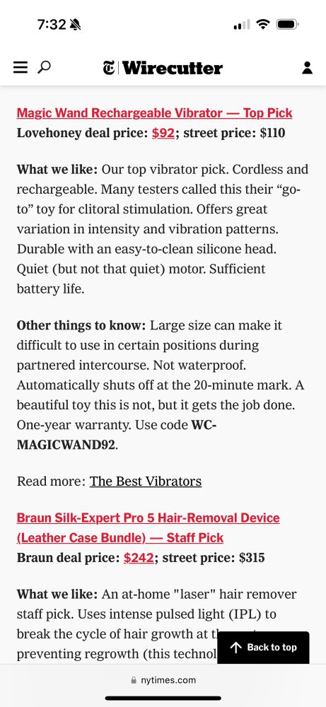 A Wirecutter review of the hitachi magic wand vibrator. 