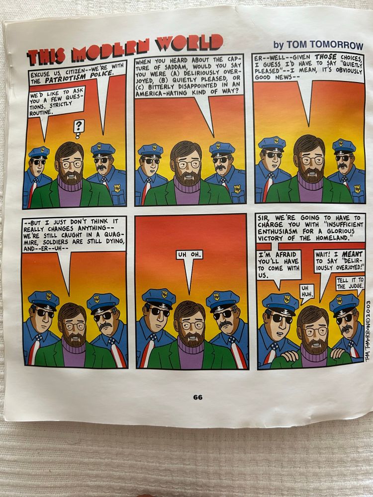 To update this classic cartoon, you’d just have to put masks on the Patriotism Police and make them ICE agents 