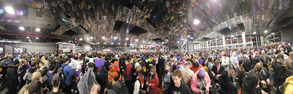 Crowd of thousands of people outside MFF registration 
