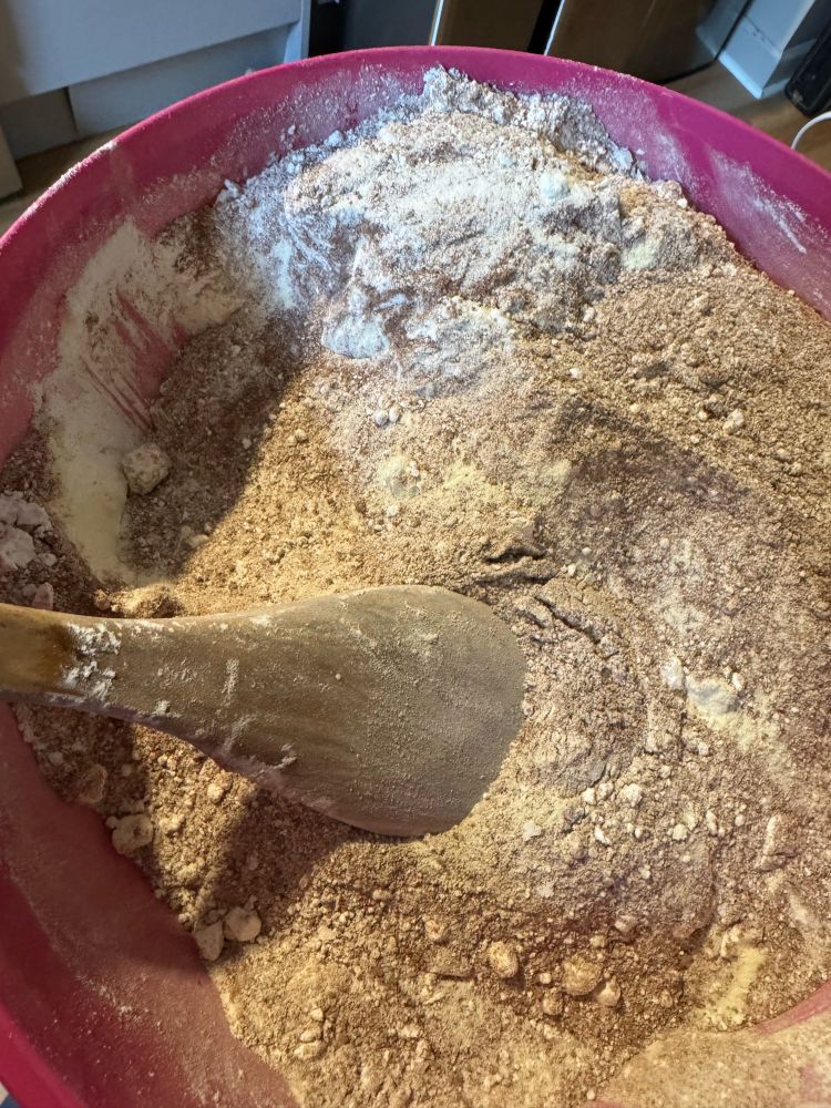 Pink bowl with hot chocolate mix