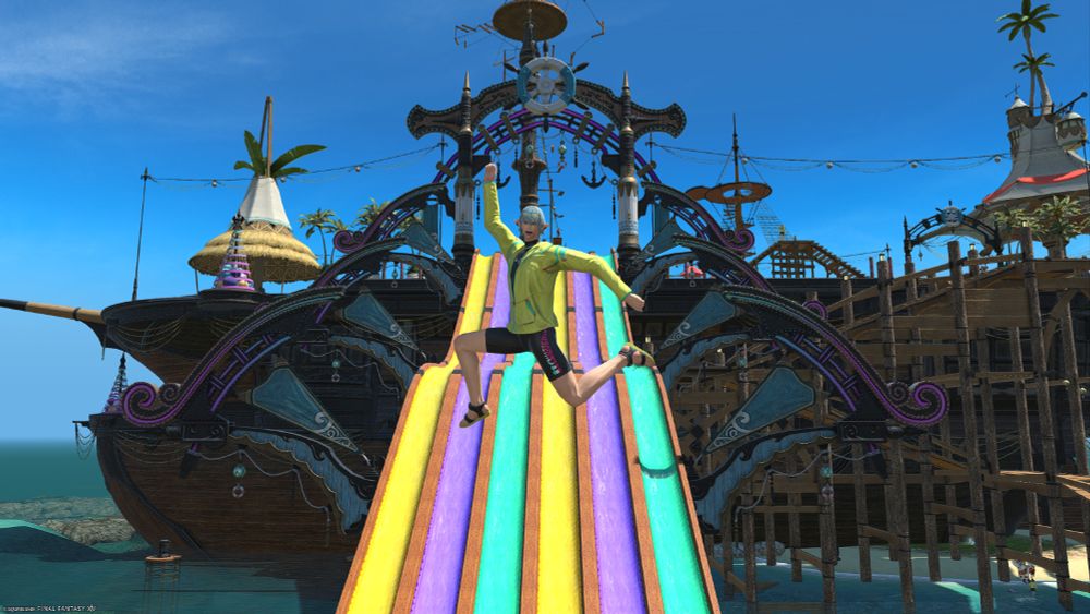 My Haurchefant alt, in the wetsuit glam, enjoying the moonfire faire