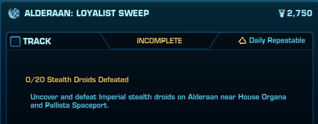 image of SWTOR's Alderaan: Loyalist Sweep objective's progress