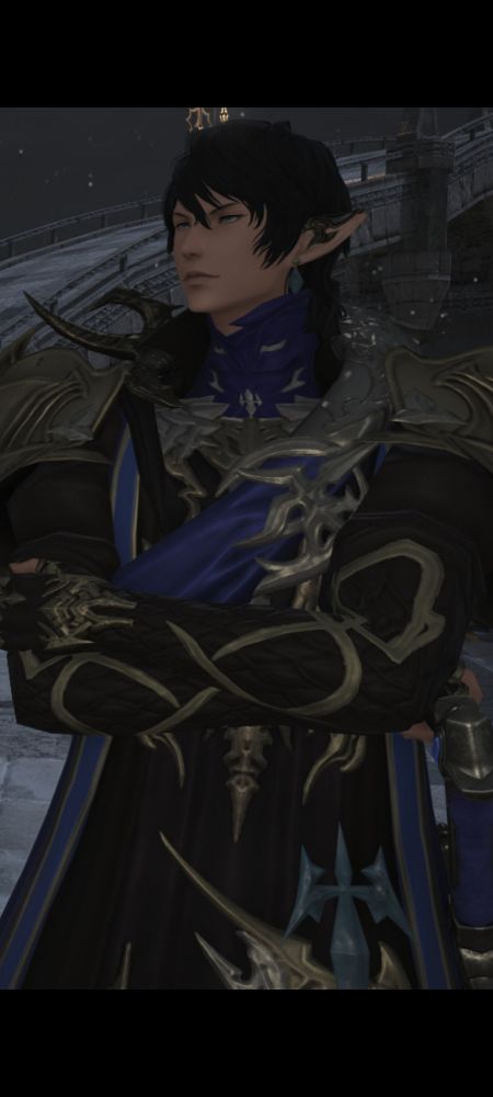 Aymeric de borel standing arms crossed black hair hair blue eye funny haircut 