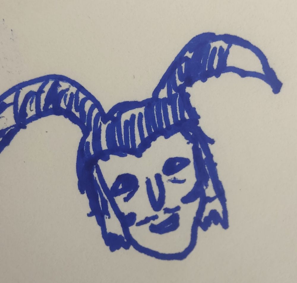 Post-it note sketch of bunny man