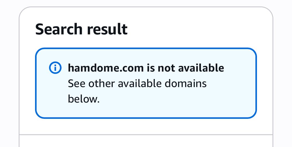 Screenshot showing that hamdome.com is not available 