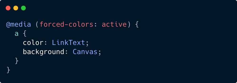 An example of using forced-colors query