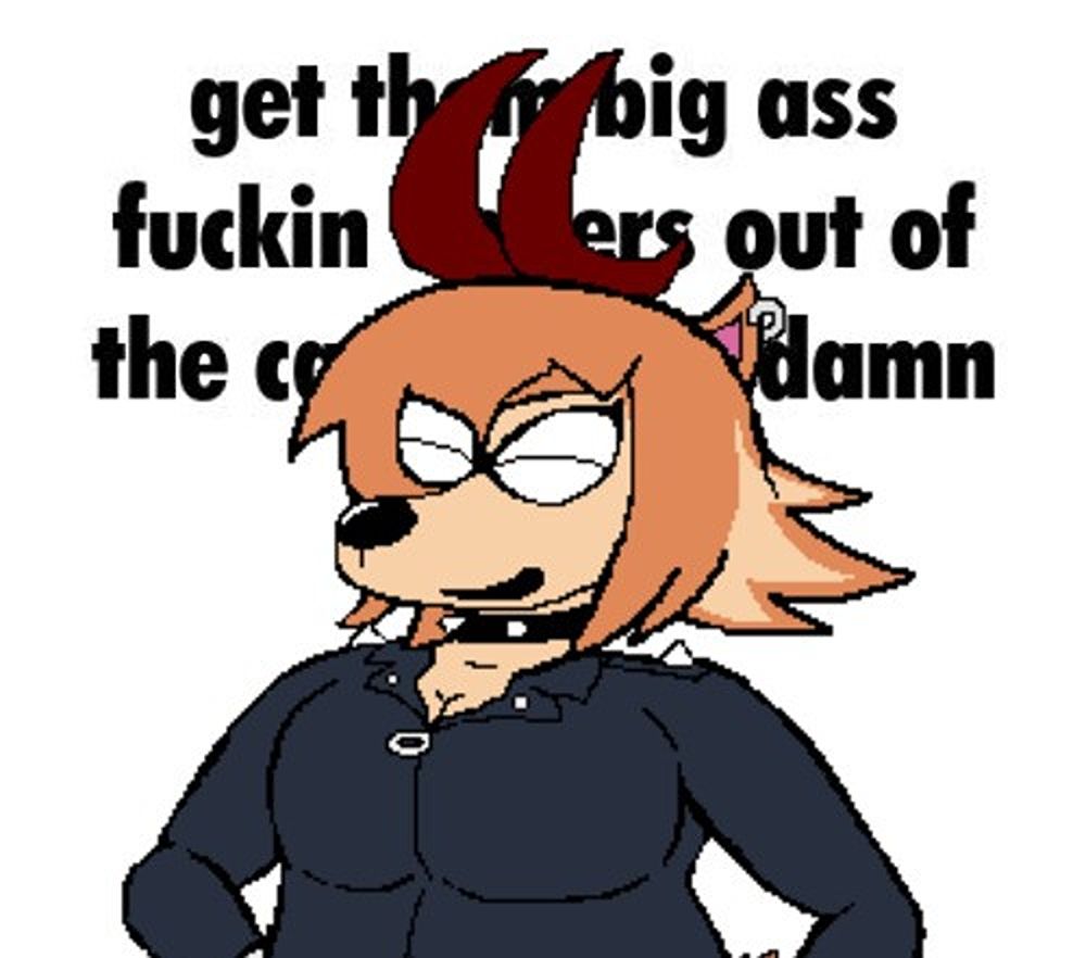 My fursona, a white tailed anthropomorphic deer with light brown fur and cream highlights and thick side swept hair. They are wearing a black bikesuit, with two spike studs on the shoulder.

Her glasses blend into the shape of her eyes, and she is also wearing a spike choker and silver earrings.