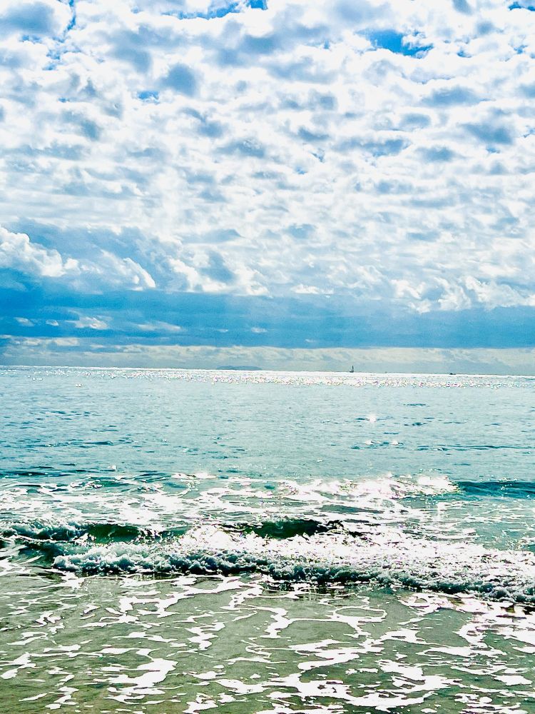바다, 파도, 하늘, 구름 