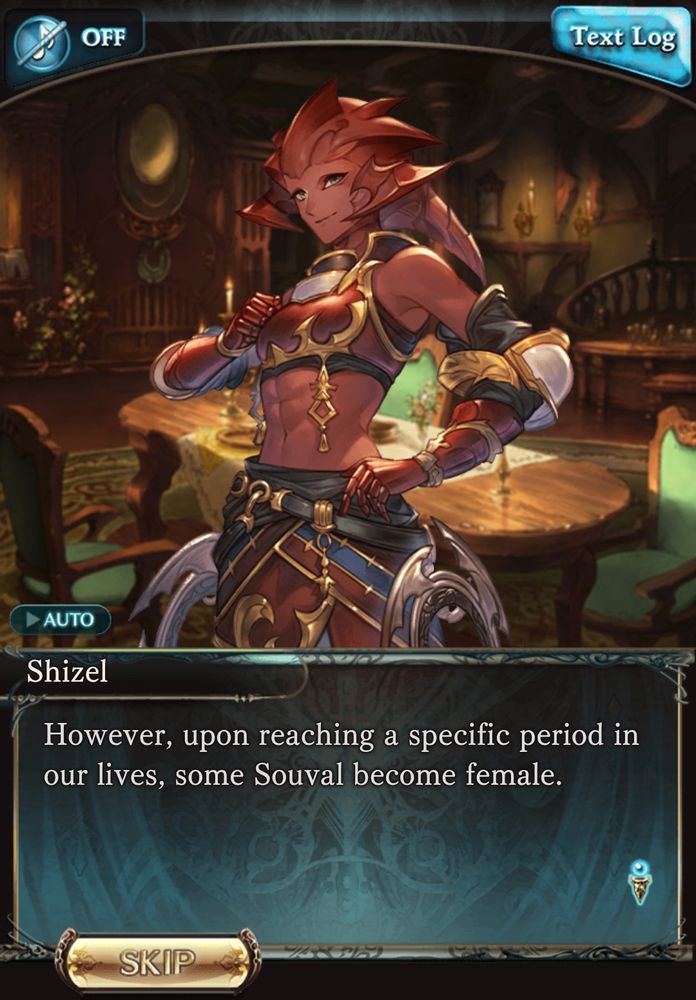 Shizel: However, upon reaching a specific period in our lives, some Souval become female. 