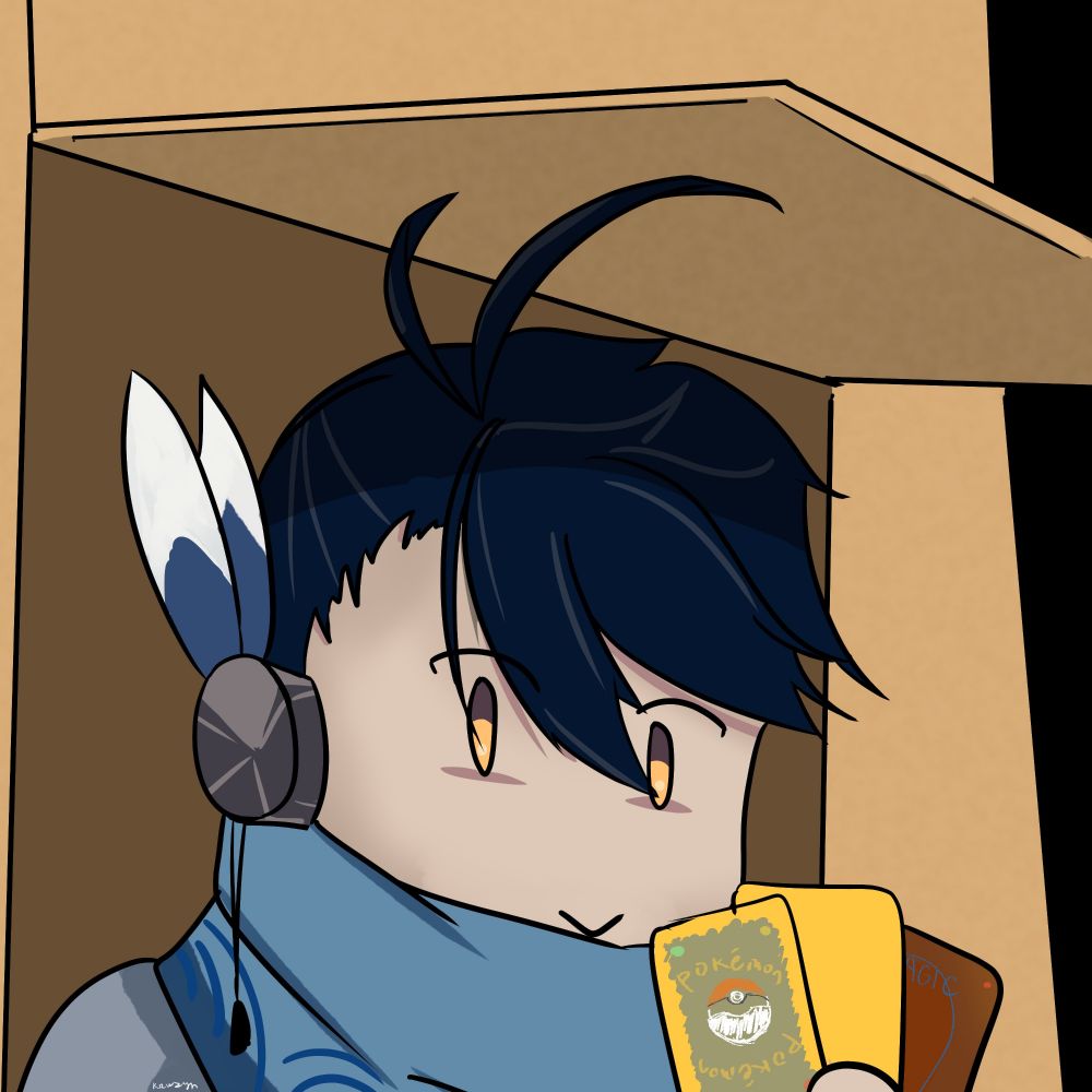 Krw avatar in a box holding pokemon and magic cards